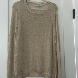 LOFT Women's Gold Knit Crew Neck Sweater